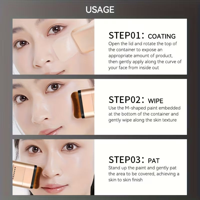 2-in-1 Dual-Ended Concealer & Foundation Stick – Full Coverage, Hydrating Makeup